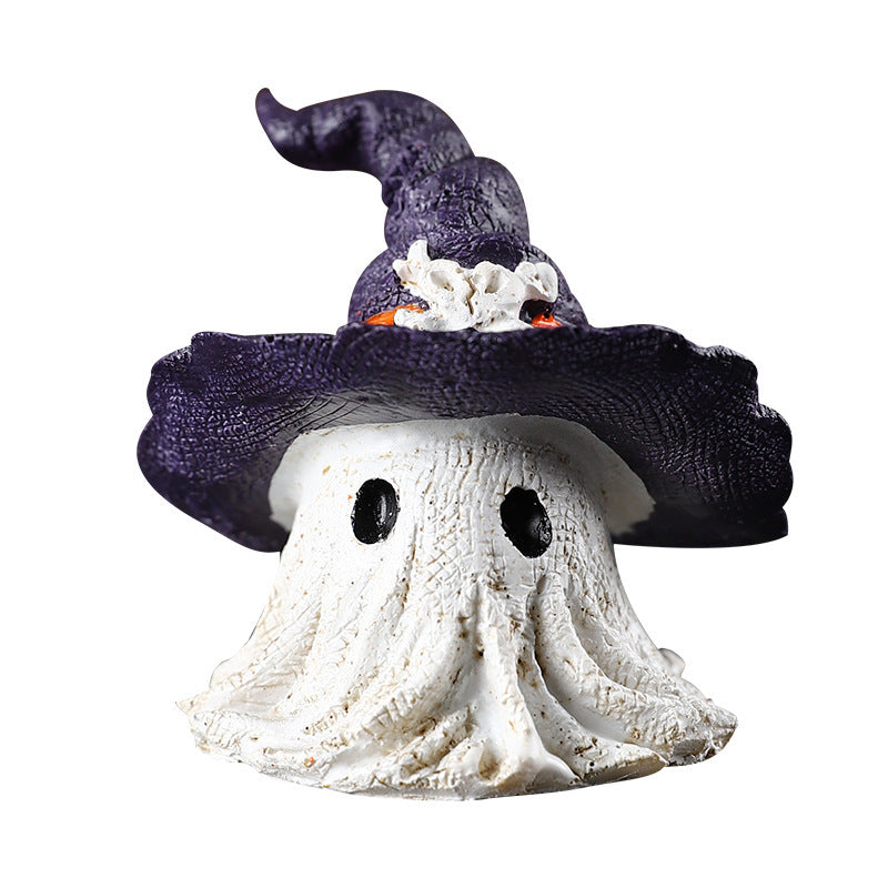 Resin Decoration Halloween Wizard Hat Ghost Ornaments