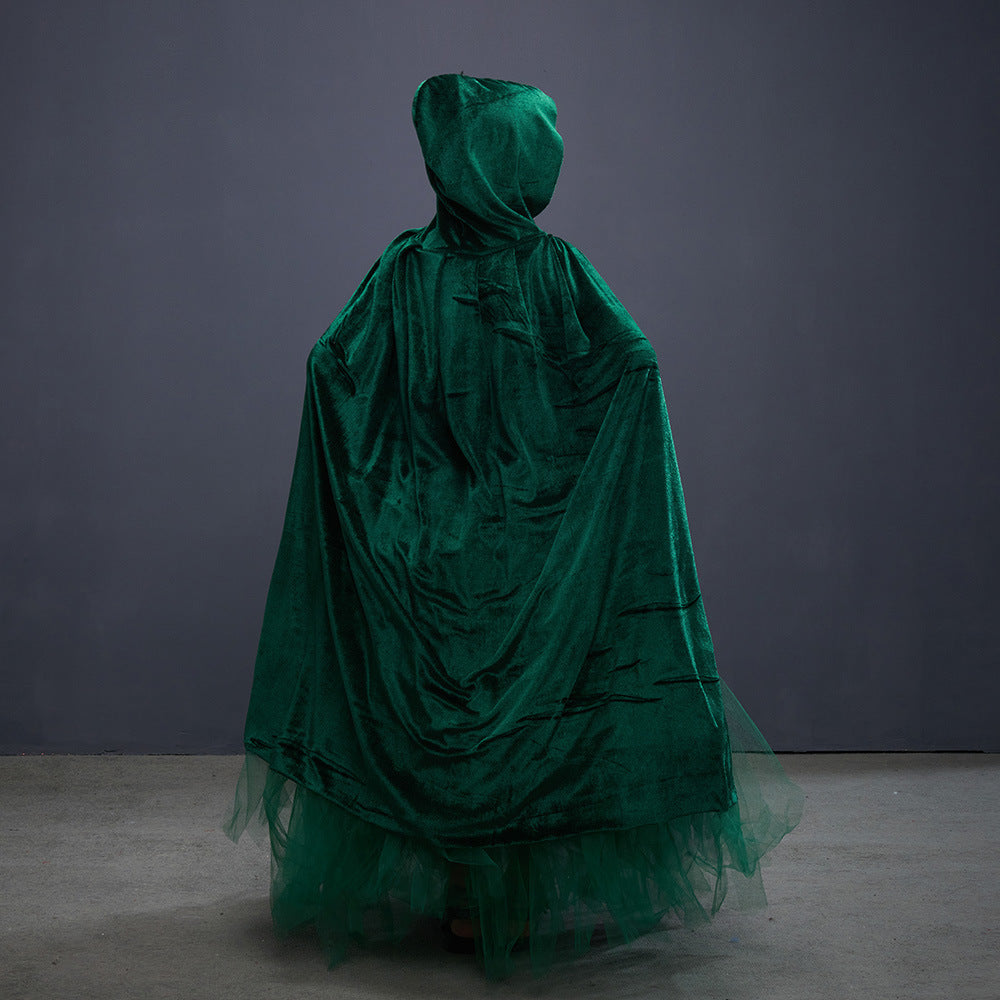 Halloween Costume Witch Children Dress Cloak Broom Set