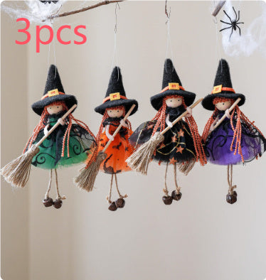 Halloween Mesh Broom Girl Angel Christmas Tree Pendant