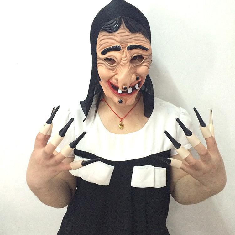 The toy witch has a long nose