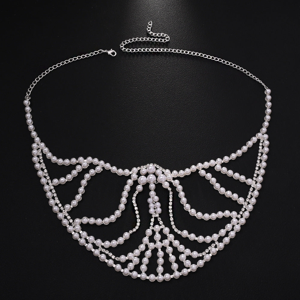 Makeup Party Pearl European And American Fashion Exaggerated Music Festival Party Rhinestone Mask