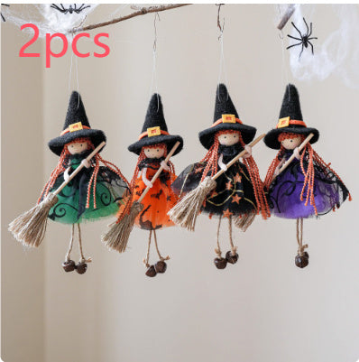 Halloween Mesh Broom Girl Angel Christmas Tree Pendant