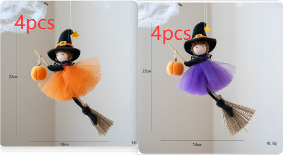 Halloween Decoration Broom Girl Angel Pendant