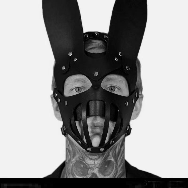 Black Leather Rabbit Ear Mask