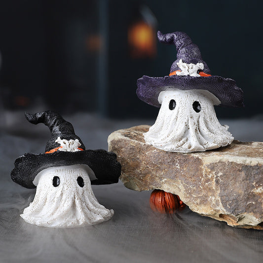 Resin Decoration Halloween Wizard Hat Ghost Ornaments