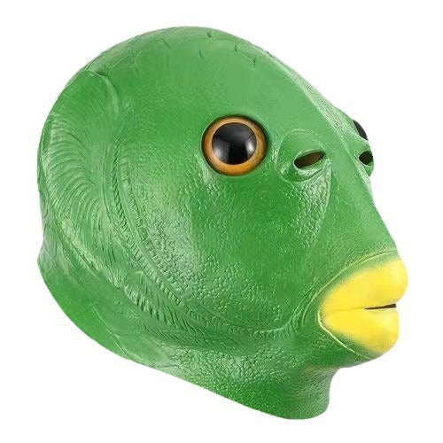 Internet Celebrity Latex Mask Funny Green Fish Head Cover